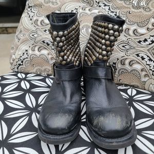 Ash Black Studded Moto Booties